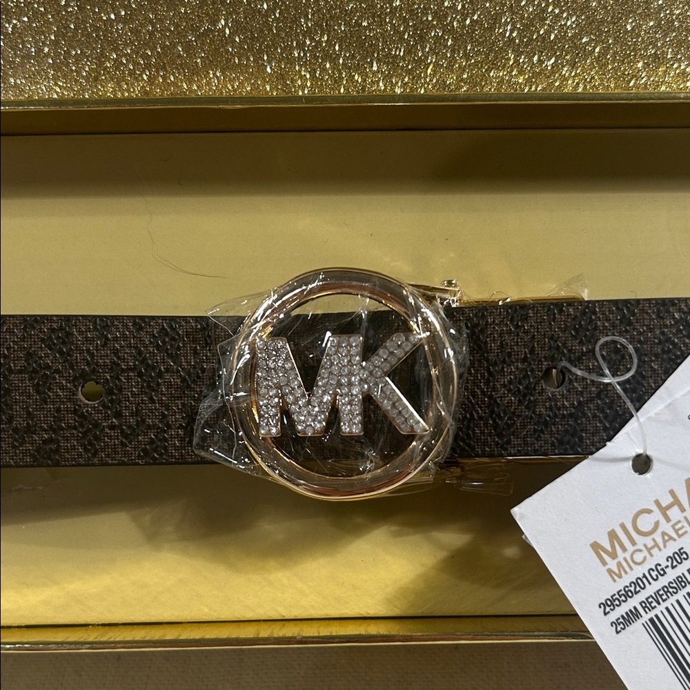 Michael Kors Gold and Brown Women's Belt - Picture 3 of 3